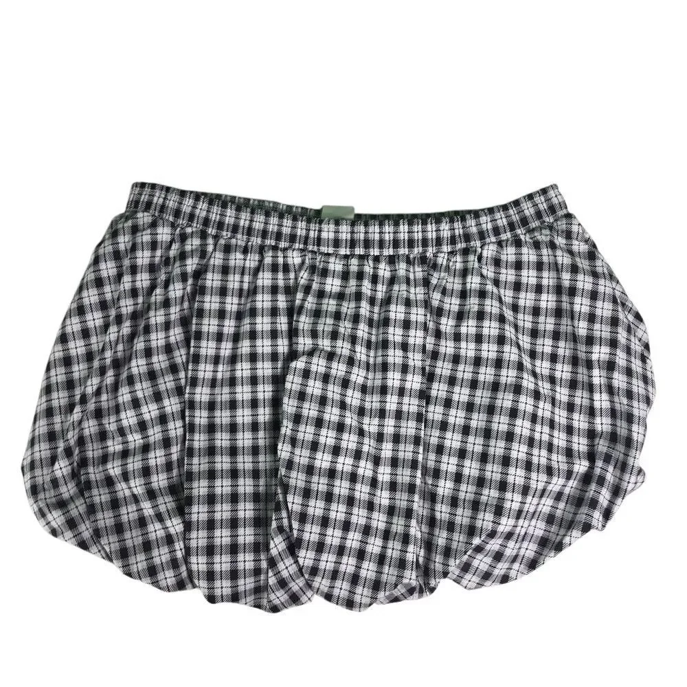 No Boundaries Black Plaid Bubble Skort Size M Y2K Bubble Hem Mini Skirt Shorts
